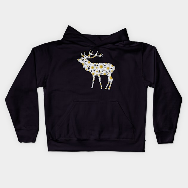 deer stag daisy flower wild animal hunting daisies bloom Kids Hoodie by rh_naturestyles